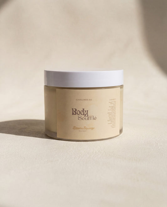 Creamy body soufflé by My Store, showing a luxurious, fluffy texture in a jar with a smooth, whipped appearance.
