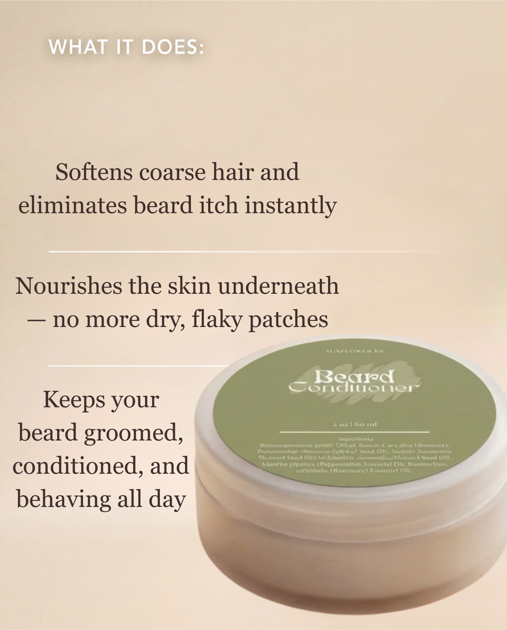 Creamy beard conditioner from My Store with a pump dispenser, designed to soften and nourish facial hair and skin.