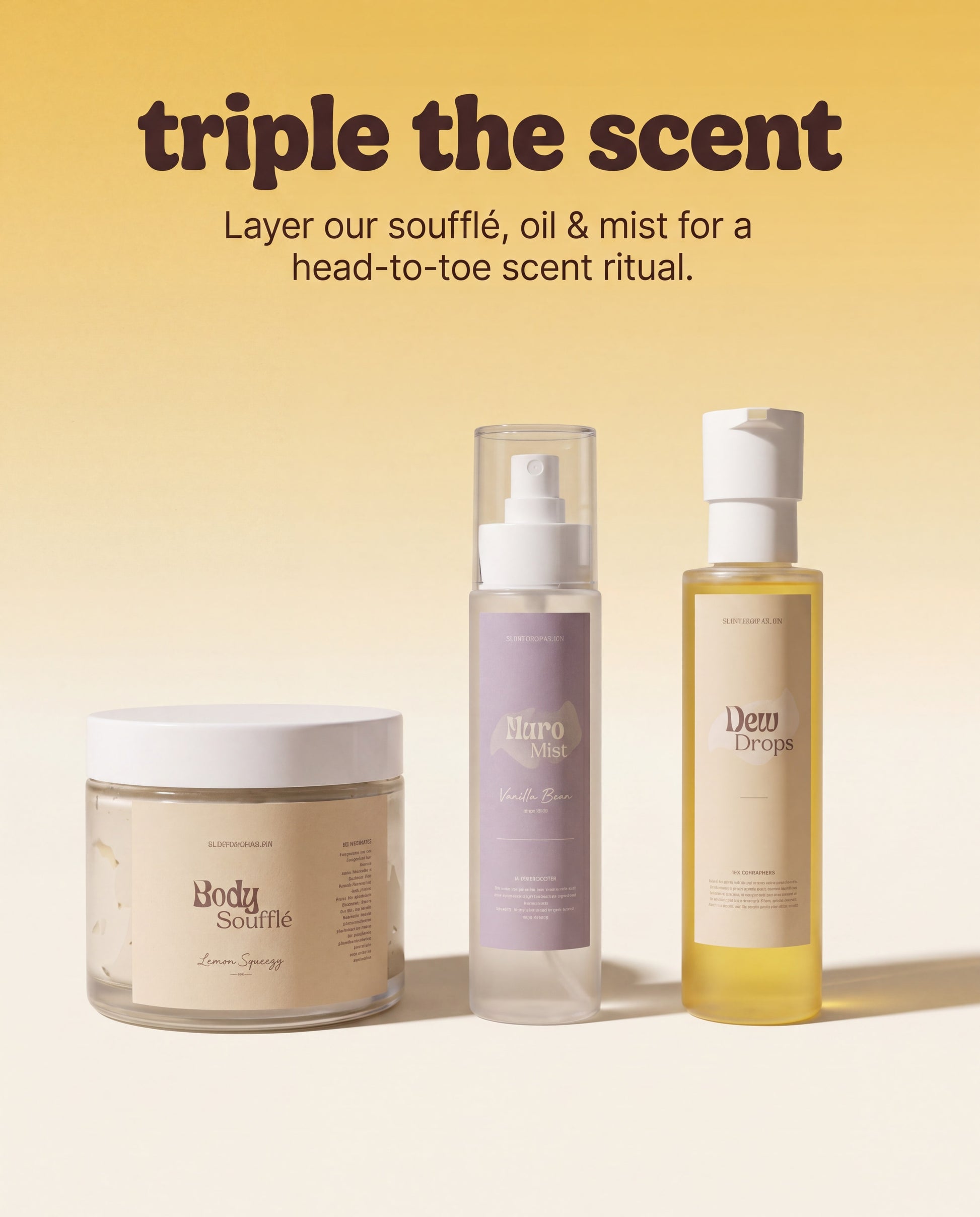 Sunflower Rx Glow Trio set of three skincare products with glowing, luminous finish, arranged in a white background.