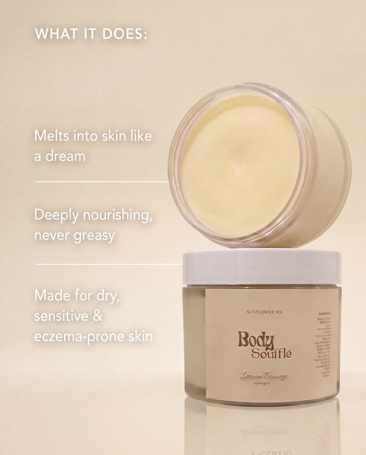 Creamy body souffle from My Store, featuring a smooth, fluffy texture in a jar, ideal for moisturizing and nourishing skin.
