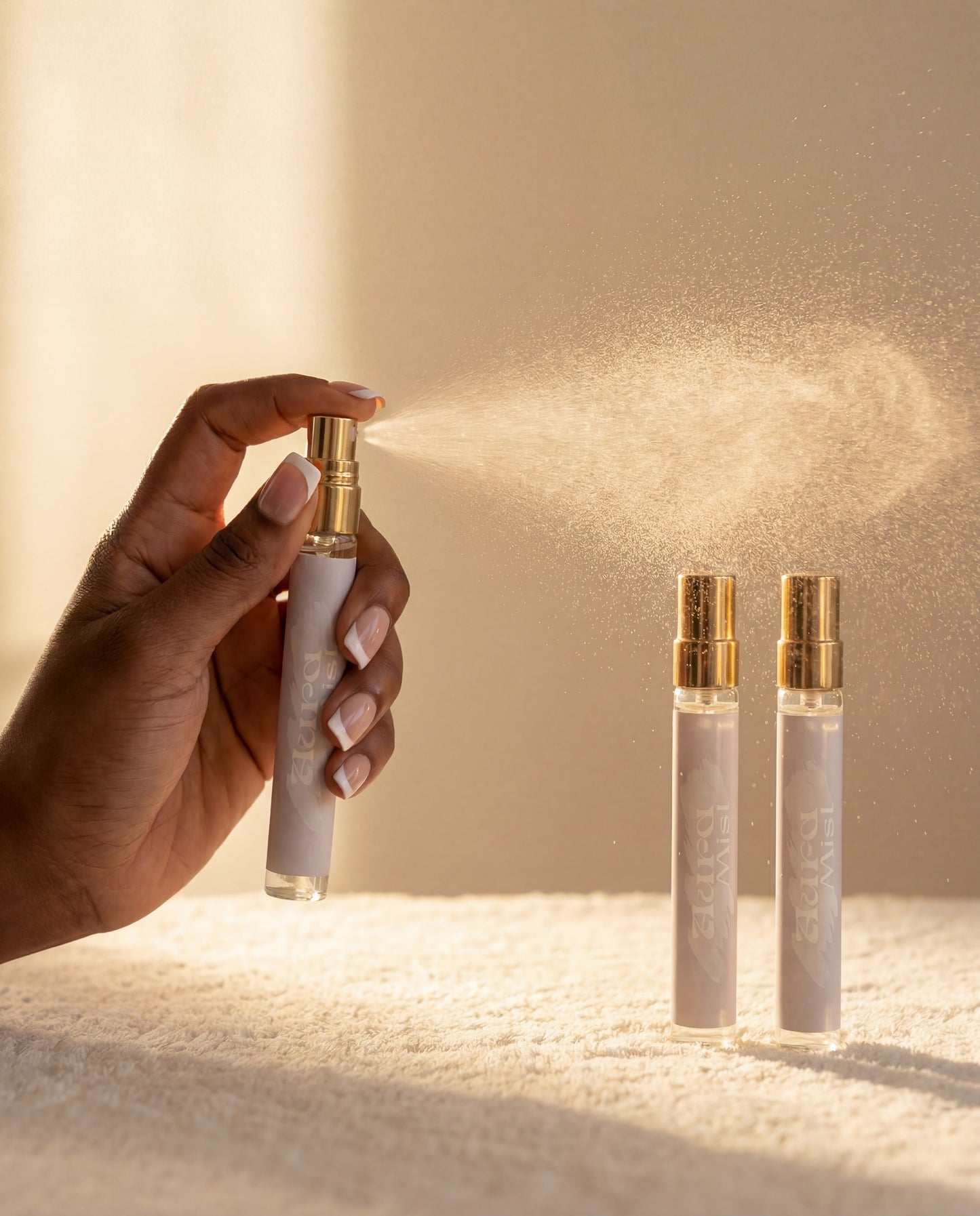 Sunflower Rx Aura Mist Discovery Set featuring three travel-sized aromatic mists in sleek bottles.